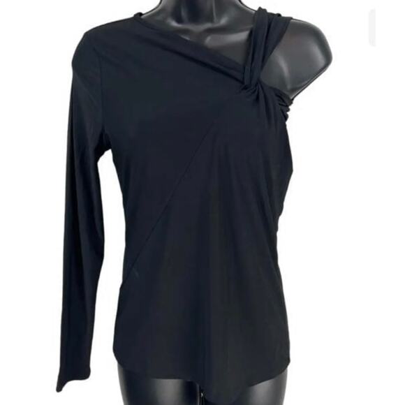 Halogen one sleeve black sparkle top NWT Sz 1X women's blouse - Picture 4 of 10
